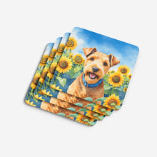 Load image into Gallery viewer, Lakeland Terrier in Sunflowers Coasters - Set of 4 Lightweight Foam, Absorbent Drink Coasters