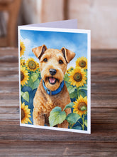 Load image into Gallery viewer, Lakeland Terrier in Sunflowers Greeting Cards - Blank Note Cards – 8-Pack of Artist-Designed Cards with Envelopes
