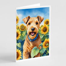 Load image into Gallery viewer, Lakeland Terrier in Sunflowers Greeting Cards - Blank Note Cards – 8-Pack of Artist-Designed Cards with Envelopes