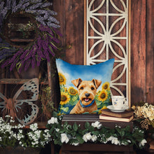 Load image into Gallery viewer, Lakeland Terrier in Sunflowers Throw Pillow