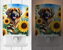 Load image into Gallery viewer, Leonberger in Sunflowers Ceramic Night Light