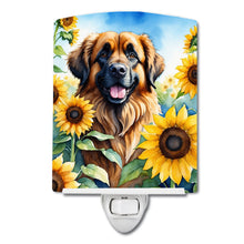 Load image into Gallery viewer, Leonberger in Sunflowers Ceramic Night Light