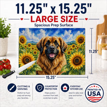 Load image into Gallery viewer, Leonberger in Sunflowers Cutting Board Tempered Glass Kitchen Cutting Surface, Heat Resistant Chopping Board with Non-Slip Feet, Decorative Food Prep &amp; Serving