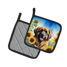 Load image into Gallery viewer, Leonberger in Sunflowers Pot Holders - Set of 2 Decorative Kitchen Helpers | Made in the USA