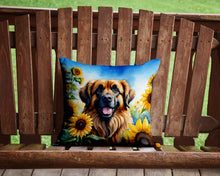 Load image into Gallery viewer, Leonberger in Sunflowers Throw Pillow - 14x14 Decorative Pillow – Art for Your Home &amp; Patio