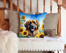 Load image into Gallery viewer, Leonberger in Sunflowers Throw Pillow - 14x14 Decorative Pillow – Art for Your Home &amp; Patio