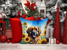 Load image into Gallery viewer, Leonberger in Sunflowers Throw Pillow - 14x14 Decorative Pillow – Art for Your Home &amp; Patio