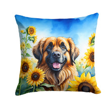 Load image into Gallery viewer, Leonberger in Sunflowers Throw Pillow - 14x14 Decorative Pillow – Art for Your Home &amp; Patio