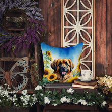 Load image into Gallery viewer, Leonberger in Sunflowers Throw Pillow