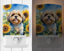 Load image into Gallery viewer, Lhasa Apso in Sunflowers Ceramic Night Light