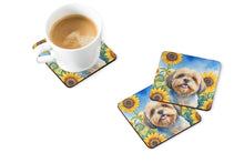 Load image into Gallery viewer, Lhasa Apso in Sunflowers Coasters - Set of 4 Lightweight Foam, Absorbent Drink Coasters