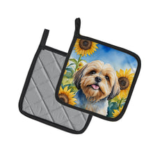 Load image into Gallery viewer, Lhasa Apso in Sunflowers Pot Holders - Set of 2 Decorative Kitchen Helpers | Made in the USA