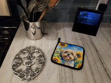 Load image into Gallery viewer, Lhasa Apso in Sunflowers Pot Holders - Set of 2 Decorative Kitchen Helpers | Made in the USA