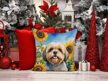 Load image into Gallery viewer, Lhasa Apso in Sunflowers Throw Pillow - 14x14 Decorative Pillow – Art for Your Home &amp; Patio