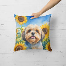 Load image into Gallery viewer, Lhasa Apso in Sunflowers Throw Pillow