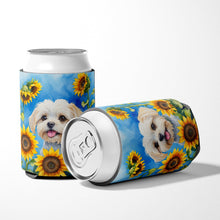 Load image into Gallery viewer, Maltese in Sunflowers Can or Bottle Hugger