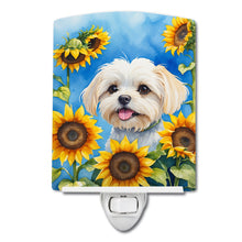 Load image into Gallery viewer, Maltese in Sunflowers Ceramic Night Light