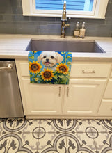 Load image into Gallery viewer, Maltese in Sunflowers Kitchen Towel
