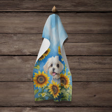 Load image into Gallery viewer, Maltese in Sunflowers Kitchen Towel