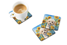 Load image into Gallery viewer, Maltipoo in Sunflowers Coasters - Set of 4 Lightweight Foam, Absorbent Drink Coasters