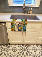 Load image into Gallery viewer, Maltipoo in Sunflowers Kitchen Towel