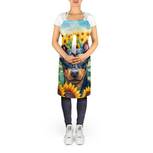 Load image into Gallery viewer, Manchester Terrier in Sunflowers Apron – Artist-Designed Kitchen, BBQ &amp; Craft Apron