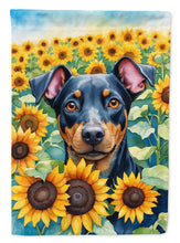 Load image into Gallery viewer, Manchester Terrier in Sunflowers House Flag