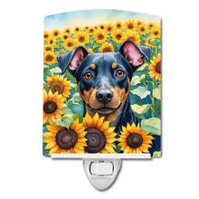Load image into Gallery viewer, Manchester Terrier in Sunflowers Ceramic Night Light