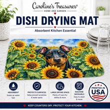 Load image into Gallery viewer, Manchester Terrier in Sunflowers Dish Drying Mat Absorbent Dish Drying Mat Pad for Kitchen Counter Dish Drainer Mat for Countertop, 14 x 21", Multicolor