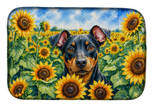 Load image into Gallery viewer, Manchester Terrier in Sunflowers Dish Drying Mat Absorbent Dish Drying Mat Pad for Kitchen Counter Dish Drainer Mat for Countertop, 14 x 21", Multicolor