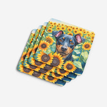 Load image into Gallery viewer, Manchester Terrier in Sunflowers Coasters - Set of 4 Lightweight Foam, Absorbent Drink Coasters