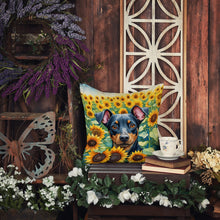 Load image into Gallery viewer, Manchester Terrier in Sunflowers Throw Pillow - 14x14 Decorative Pillow – Art for Your Home &amp; Patio