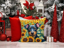 Load image into Gallery viewer, Manchester Terrier in Sunflowers Throw Pillow - 14x14 Decorative Pillow – Art for Your Home &amp; Patio