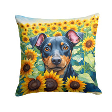 Load image into Gallery viewer, Manchester Terrier in Sunflowers Throw Pillow - 14x14 Decorative Pillow – Art for Your Home &amp; Patio