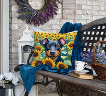 Load image into Gallery viewer, Manchester Terrier in Sunflowers Throw Pillow