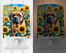 Load image into Gallery viewer, Mastiff in Sunflowers Ceramic Night Light