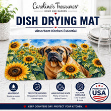 Load image into Gallery viewer, Mastiff in Sunflowers Dish Drying Mat Absorbent Dish Drying Mat Pad for Kitchen Counter Dish Drainer Mat for Countertop, 14 x 21", Multicolor