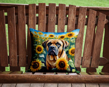 Load image into Gallery viewer, Mastiff in Sunflowers Throw Pillow - 14x14 Decorative Pillow – Art for Your Home &amp; Patio