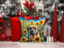 Load image into Gallery viewer, Mastiff in Sunflowers Throw Pillow - 14x14 Decorative Pillow – Art for Your Home &amp; Patio