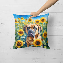 Load image into Gallery viewer, Mastiff in Sunflowers Throw Pillow