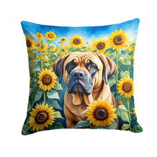 Load image into Gallery viewer, Mastiff in Sunflowers Throw Pillow