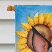 Load image into Gallery viewer, Miniature Pinscher in Sunflowers House Flag