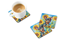 Load image into Gallery viewer, Miniature Pinscher in Sunflowers Coasters - Set of 4 Lightweight Foam, Absorbent Drink Coasters