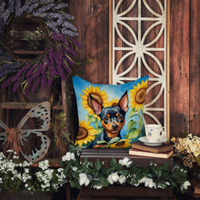 Load image into Gallery viewer, Miniature Pinscher in Sunflowers Throw Pillow