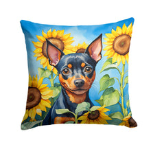 Load image into Gallery viewer, Miniature Pinscher in Sunflowers Throw Pillow