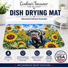 Load image into Gallery viewer, Neapolitan Mastiff in Sunflowers Dish Drying Mat Absorbent Dish Drying Mat Pad for Kitchen Counter Dish Drainer Mat for Countertop, 14 x 21", Multicolor