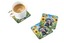 Load image into Gallery viewer, Neapolitan Mastiff in Sunflowers Coasters - Set of 4 Lightweight Foam, Absorbent Drink Coasters