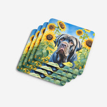 Load image into Gallery viewer, Neapolitan Mastiff in Sunflowers Coasters - Set of 4 Lightweight Foam, Absorbent Drink Coasters