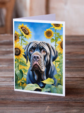Load image into Gallery viewer, Neapolitan Mastiff in Sunflowers Greeting Cards - Blank Note Cards – 8-Pack of Artist-Designed Cards with Envelopes