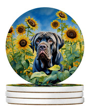 Load image into Gallery viewer, Neapolitan Mastiff in Sunflowers Large Sandstone Coasters Pack of 4